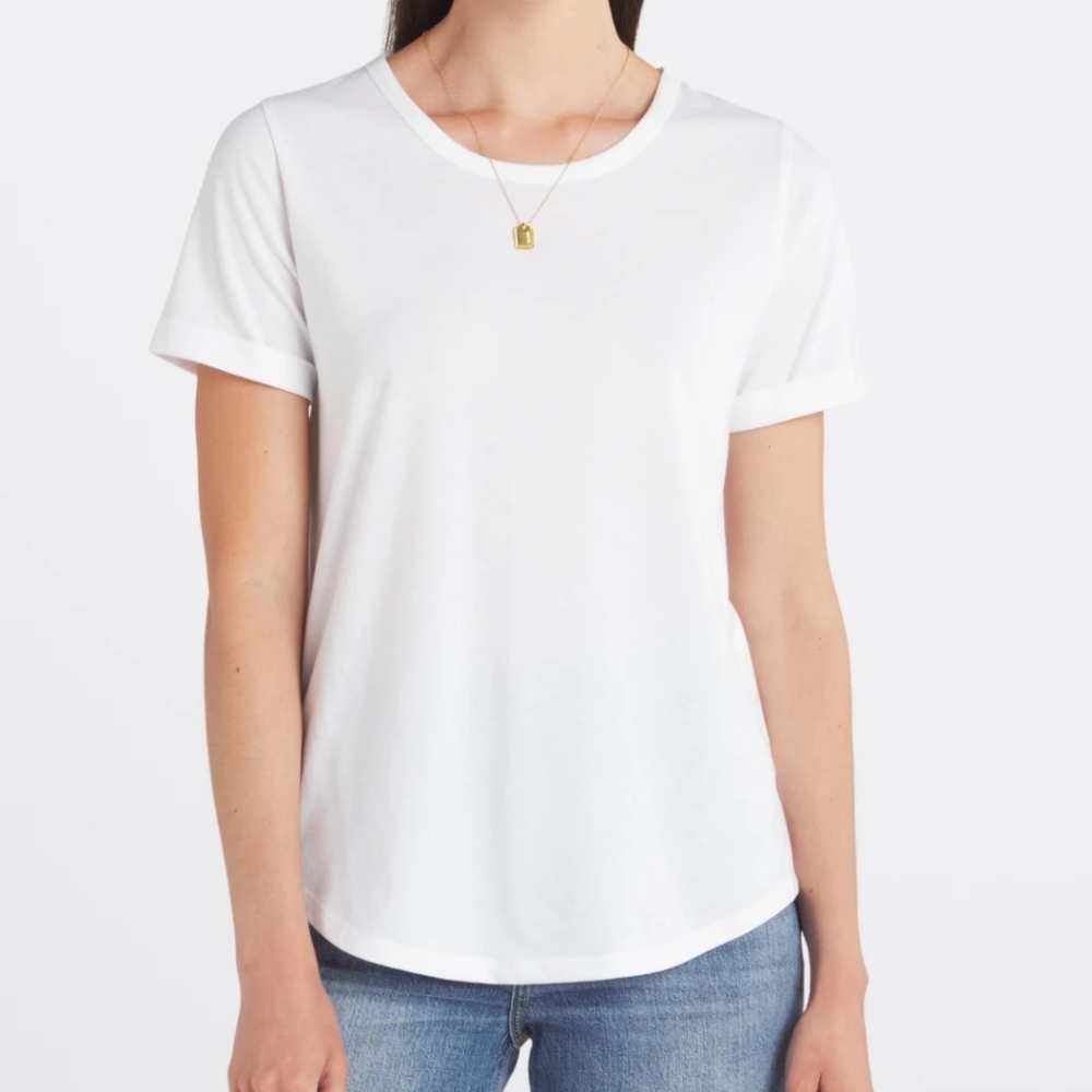 Market & Spruce Shuchi Short Sleeve Crew Neck Cuff Tee - White - L